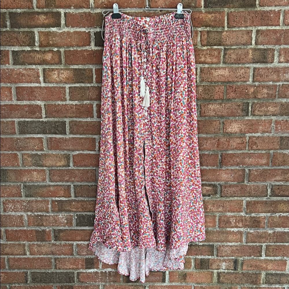 Rachel Zoe High Low Floral Skirt - Pink, Orange, White size XL